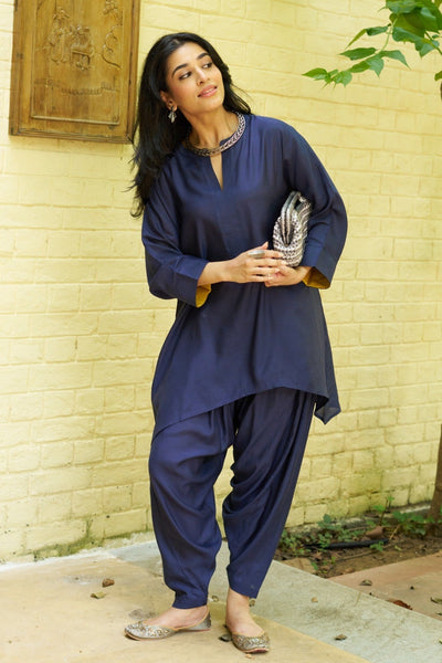 Lifafa Co-ord Set in Navy