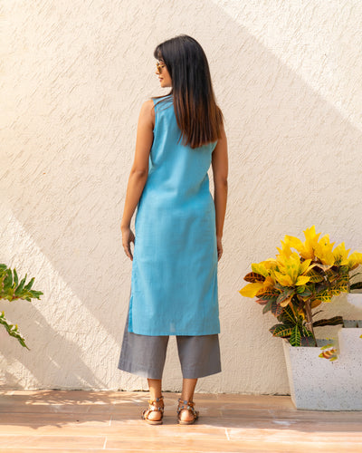 First Rain Kurta Set in Aqua Blue