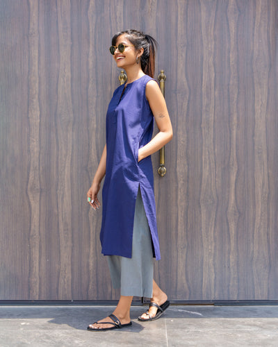 First Rain Kurta Set in Ink Blue