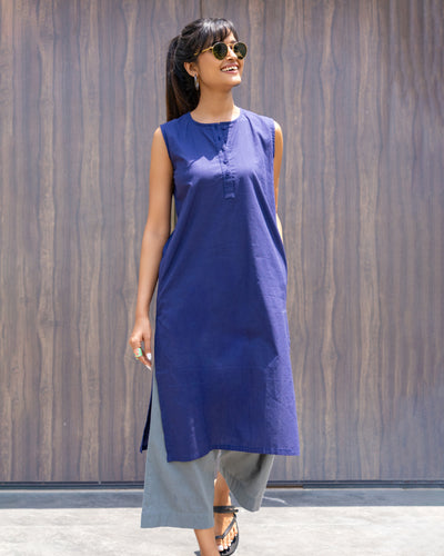First Rain Kurta Set in Ink Blue