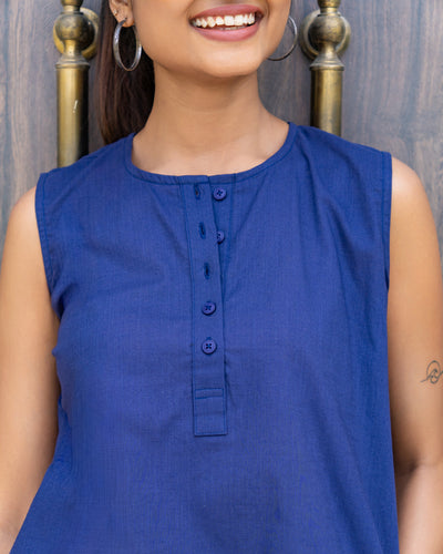 First Rain Kurta Set in Ink Blue