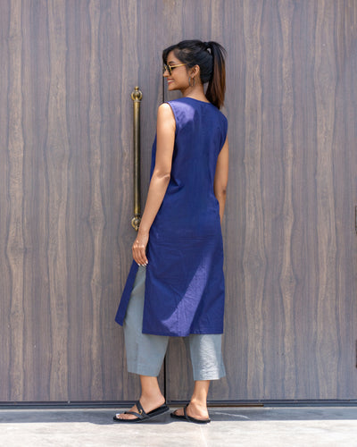 First Rain Kurta Set in Ink Blue