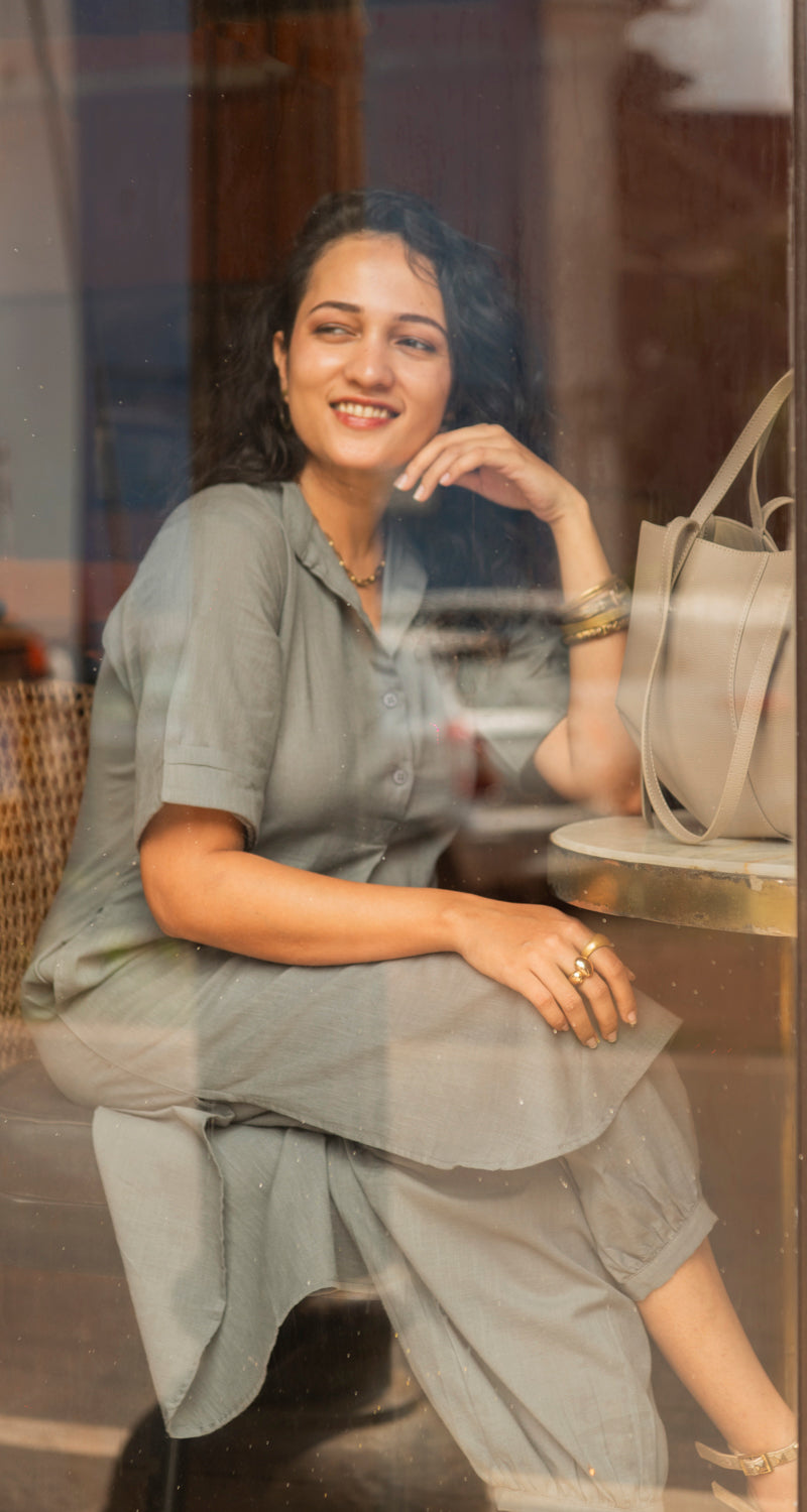 Butter Toast Kurta Co-Ord Set in Grey