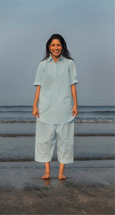 Beach Walk Kurta in Sky Blue