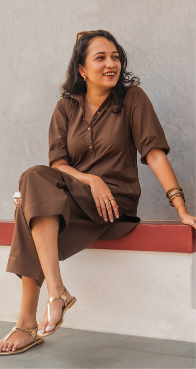 Beach Walk Kurta in Brown