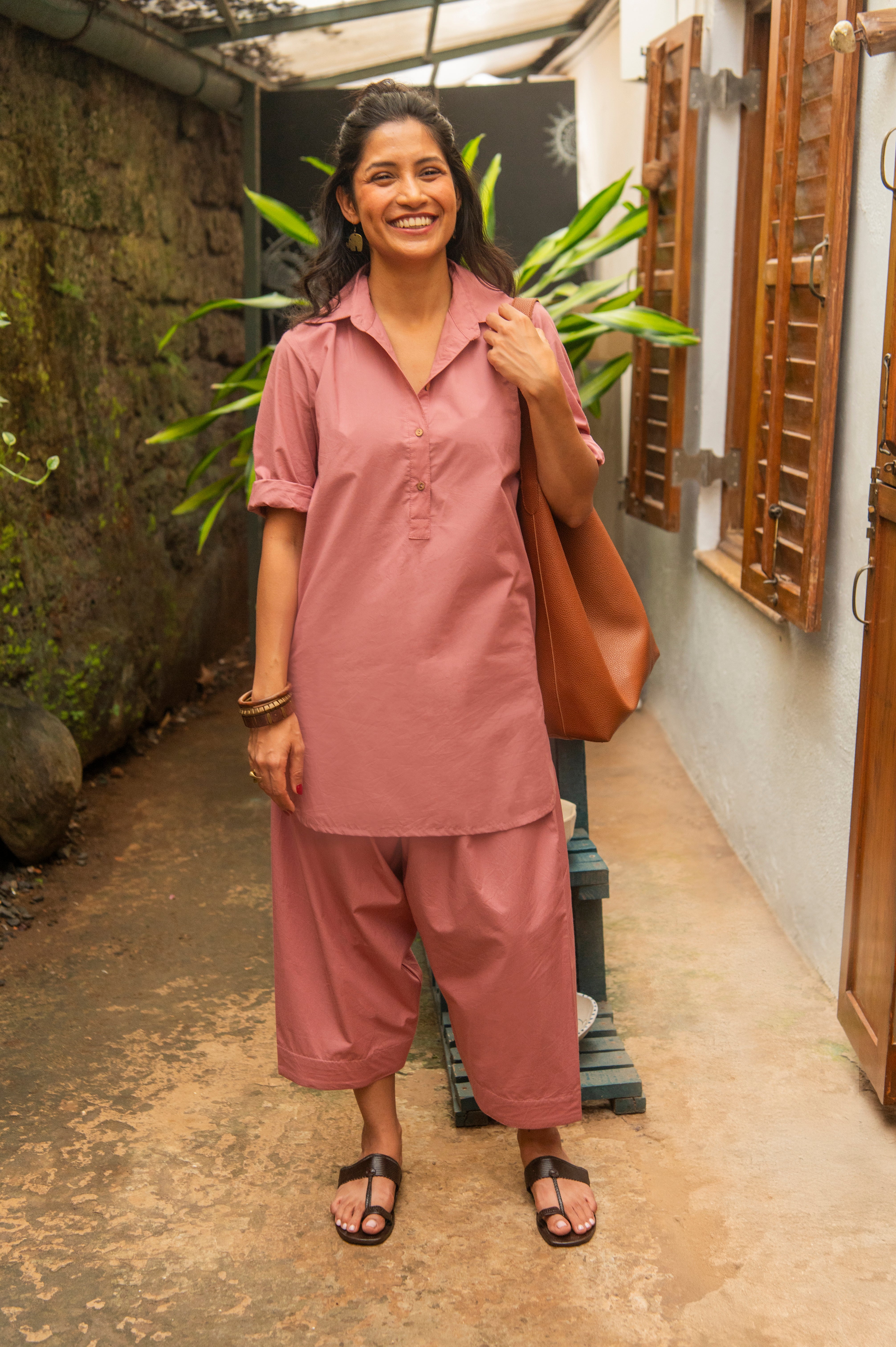 Beach Walk Co-Ord Set in Onion Pink