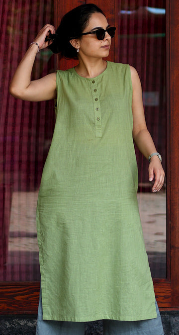 First Rain Kurta in Sage Green