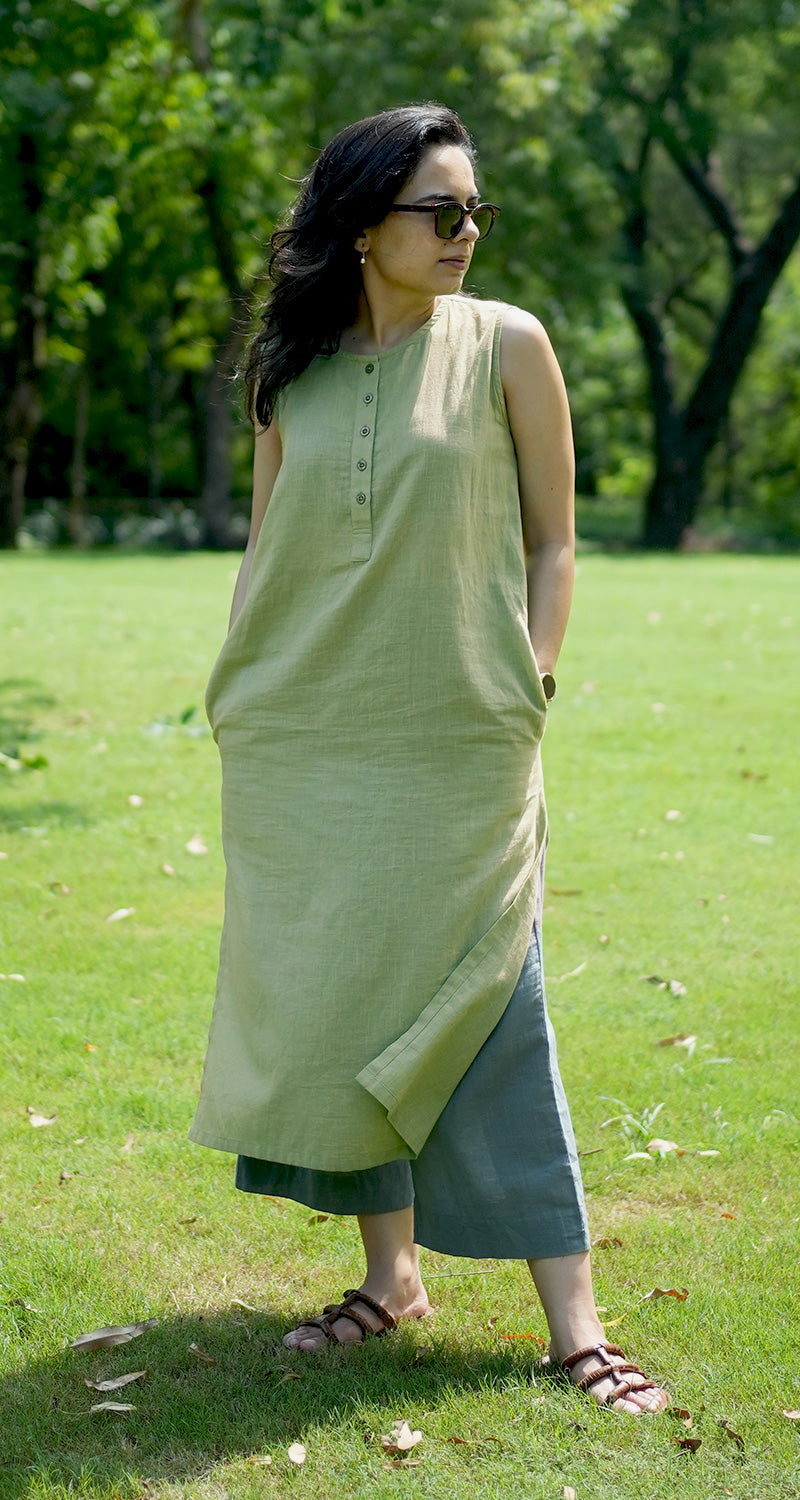 First Rain Kurta in Sage Green