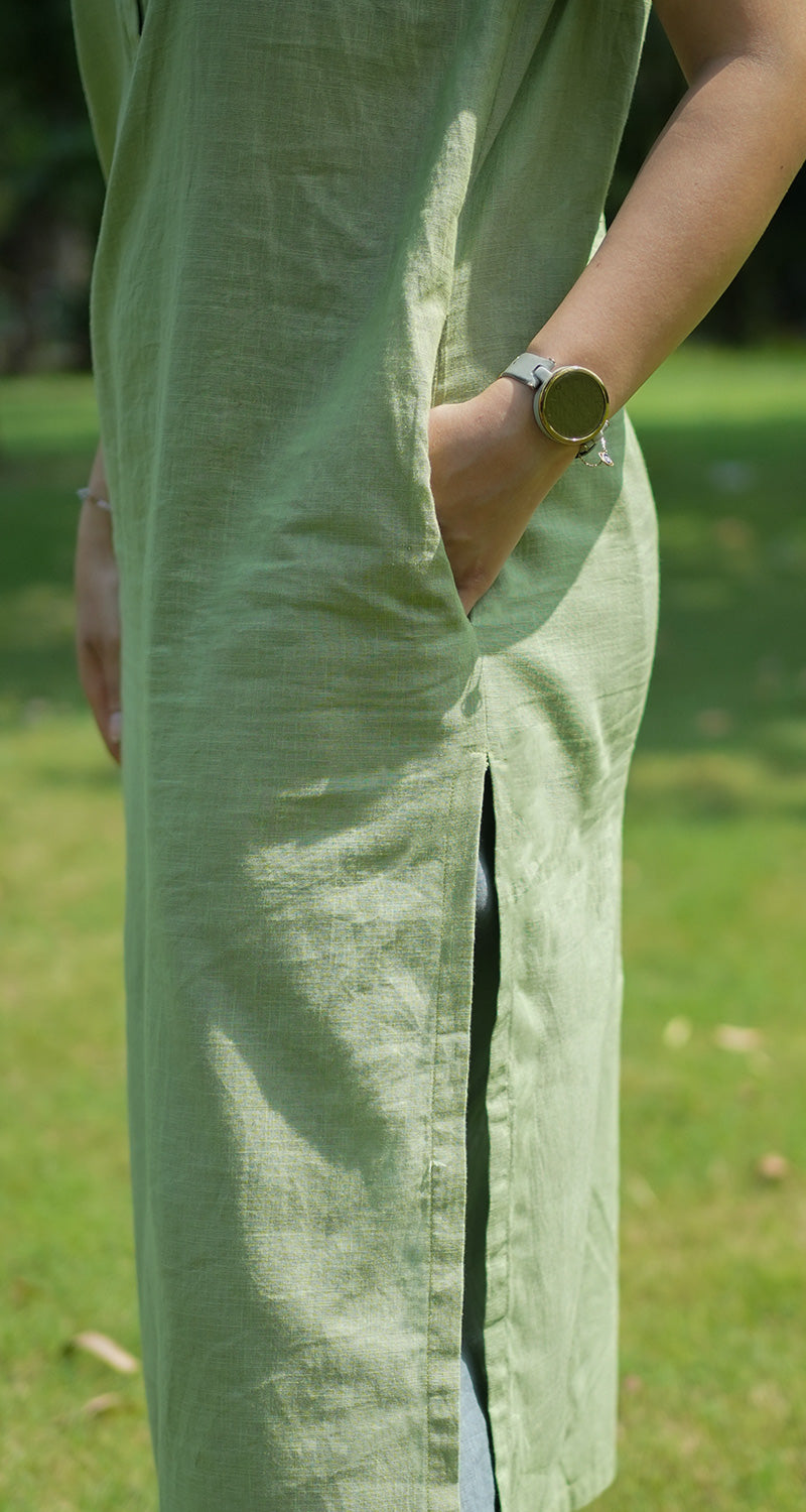 First Rain Kurta in Sage Green