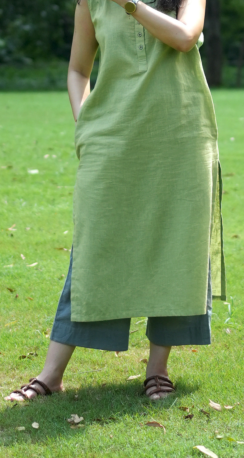 First Rain Kurta in Sage Green