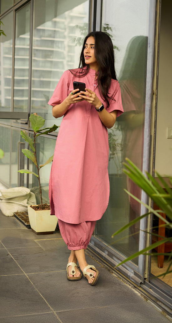 Butter Toast Kurta Co-Ord Set in Onion Pink