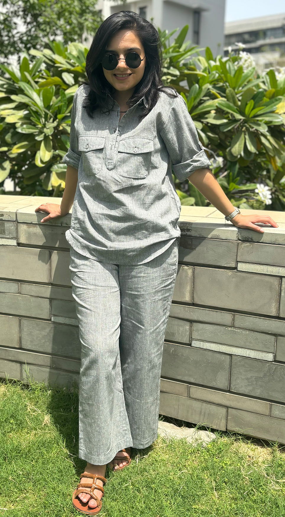 Masala Chai Co-Ord Set in Grey