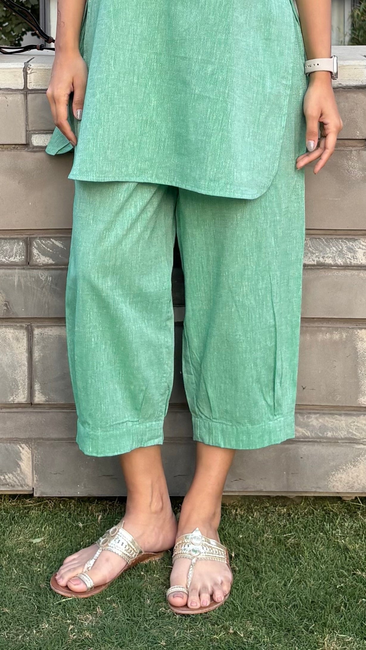 Silver Hoops Pants in Green