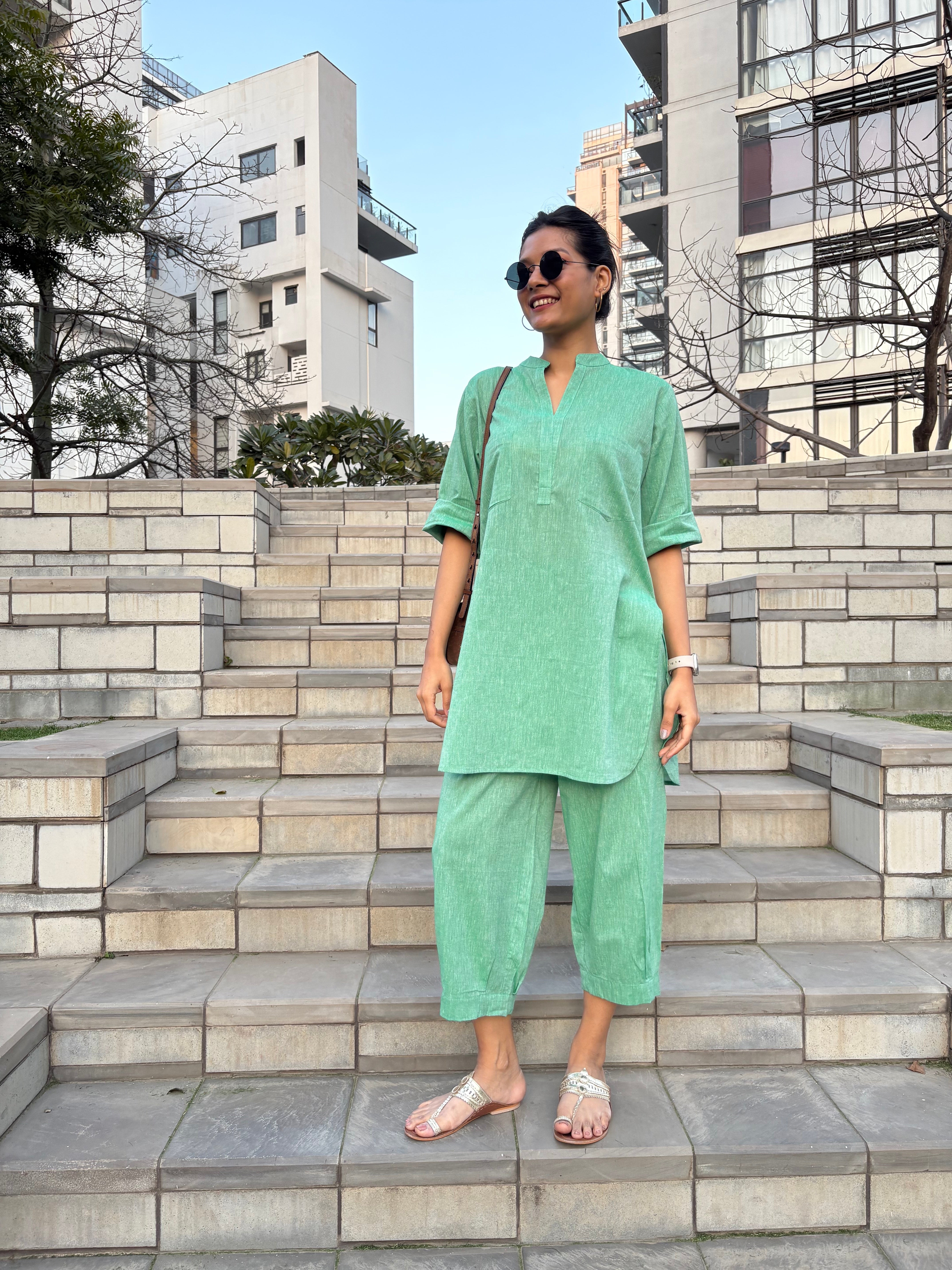 Silver Hoops Pants in Green