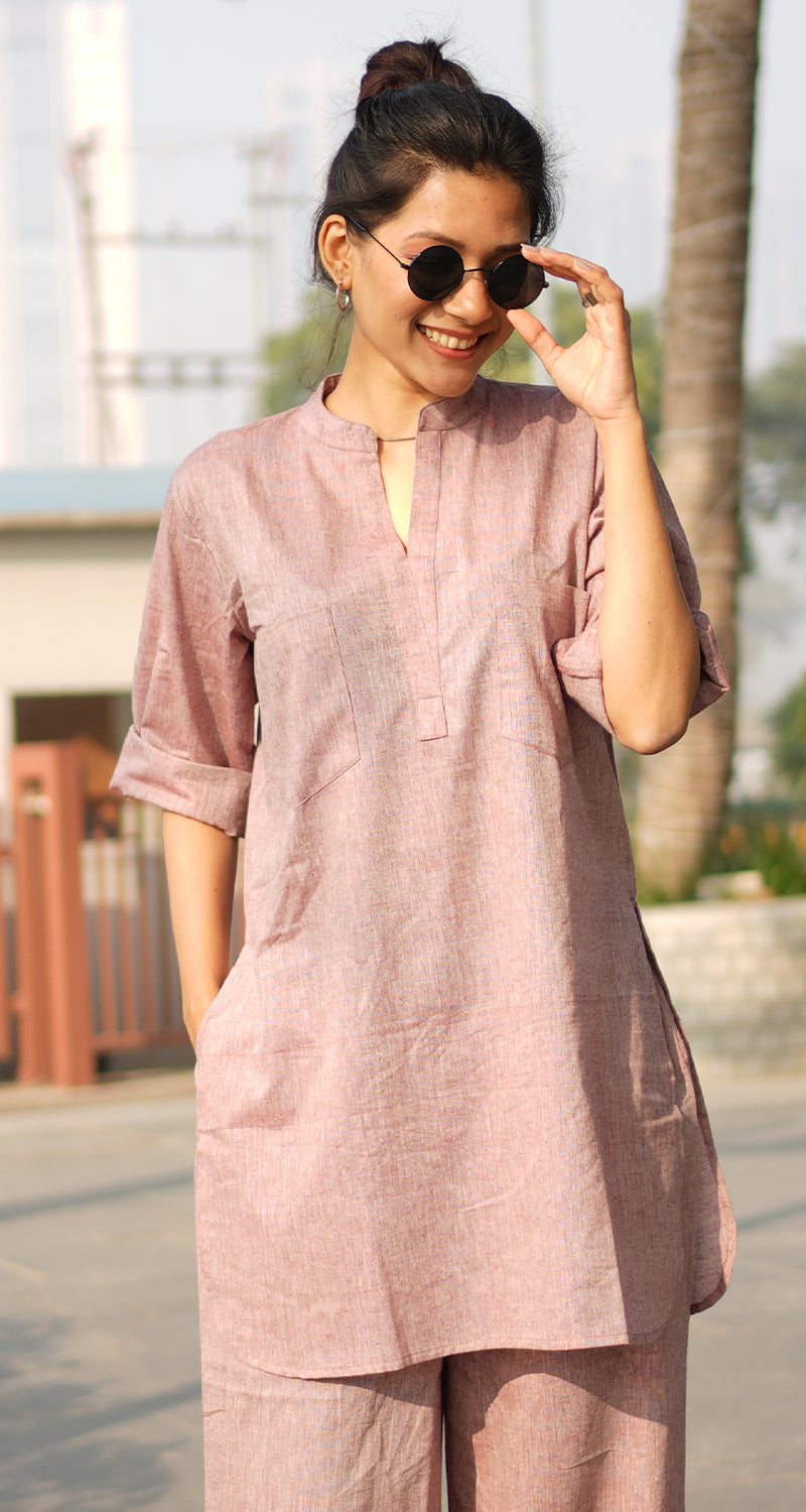 Silver Hoops Kurta in Burgundy