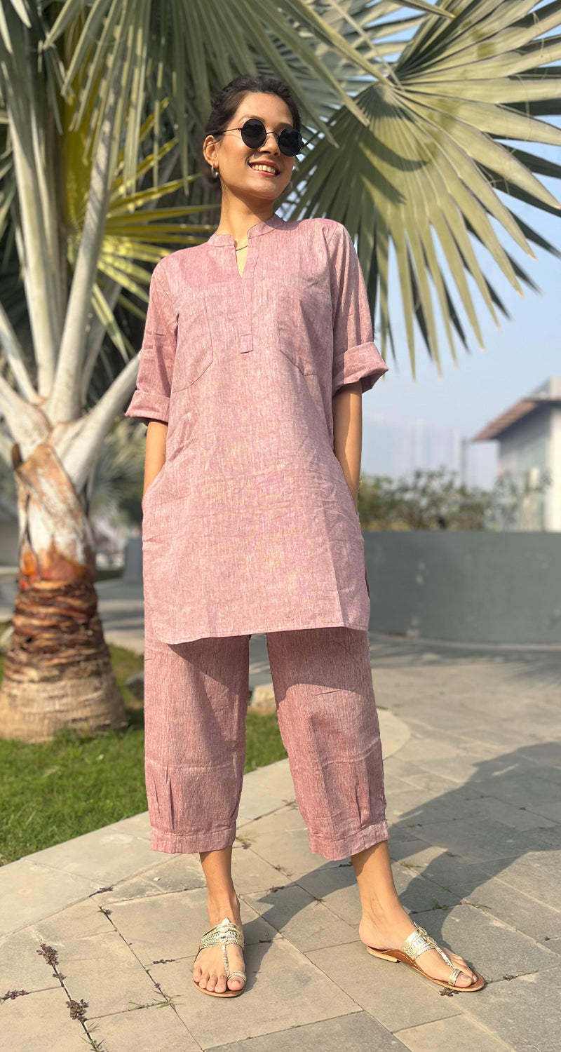 Silver Hoops Kurta in Burgundy