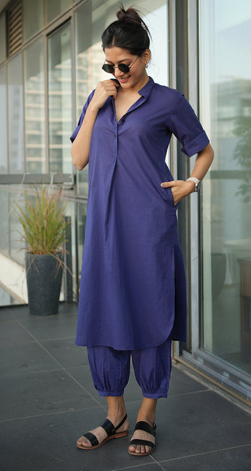Butter Toast Kurta Co-Ord Set in Ink Blue