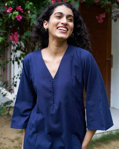 Lip Tint Kurta in Navy