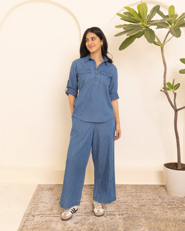 Masala Chai Co-Ord Set in Denim