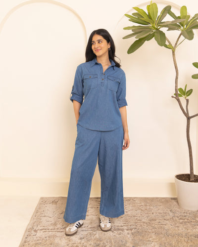 Masala Chai Co-Ord Set in Denim