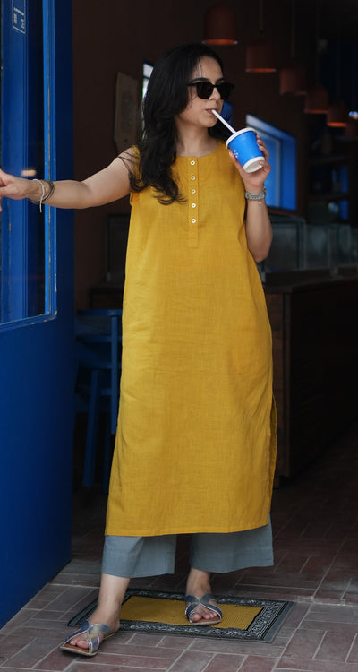 First Rain Kurta Set in Mustard