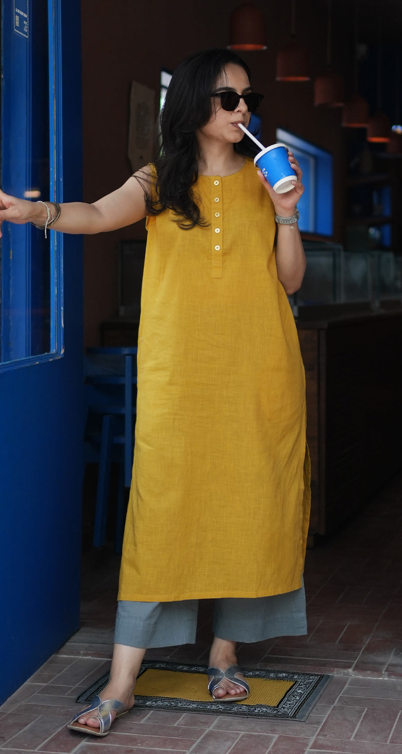 First Rain Kurta in Mustard
