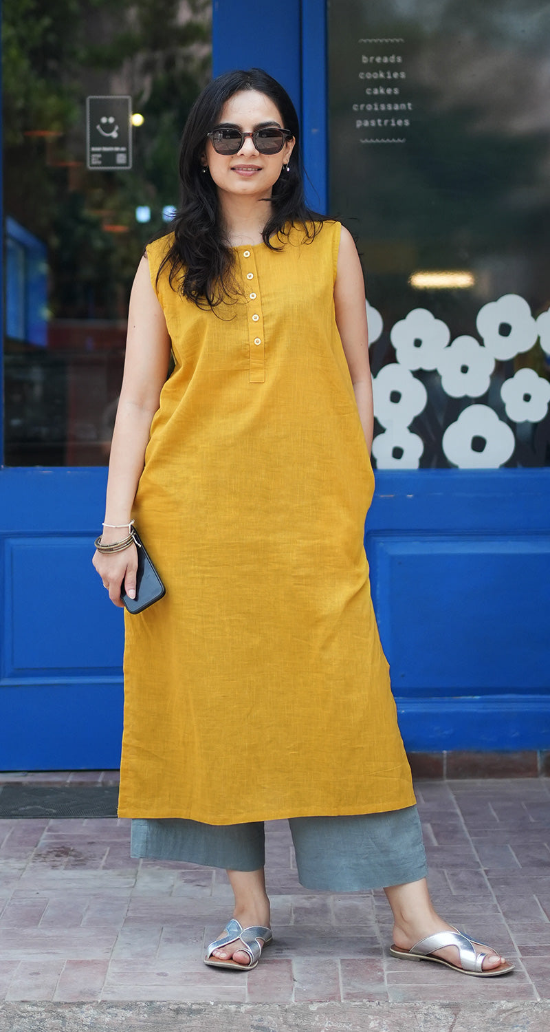First Rain Kurta Set in Mustard