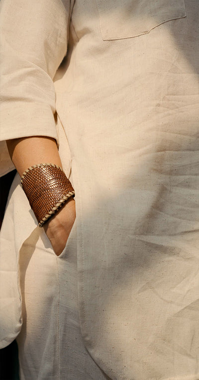 Silver Hoops Kurta Set in Off-White