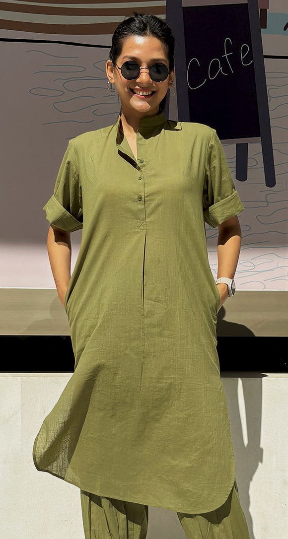 Butter Toast Kurta in Olive Green