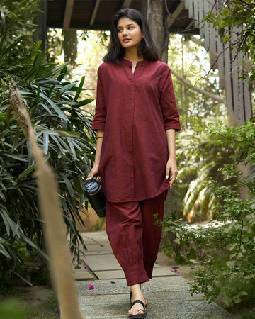 Sunday Paper Co-ord Set in Mellow Red