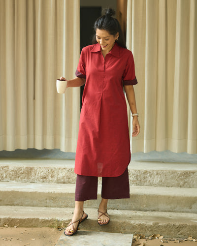 Potluck Kurta Set in Spiced Reds
