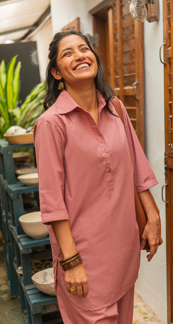 Beach Walk Co-Ord Set in Onion Pink