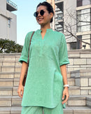 Silver Hoops Kurta in Green