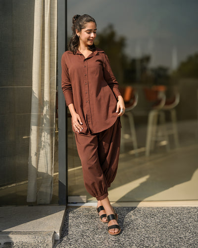 Slow Life Co-Ord Set in Brown
