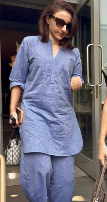 Silver Hoops Kurta Set in Blue