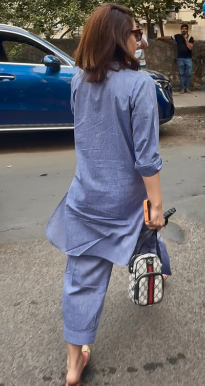 Silver Hoops Kurta Set in Blue
