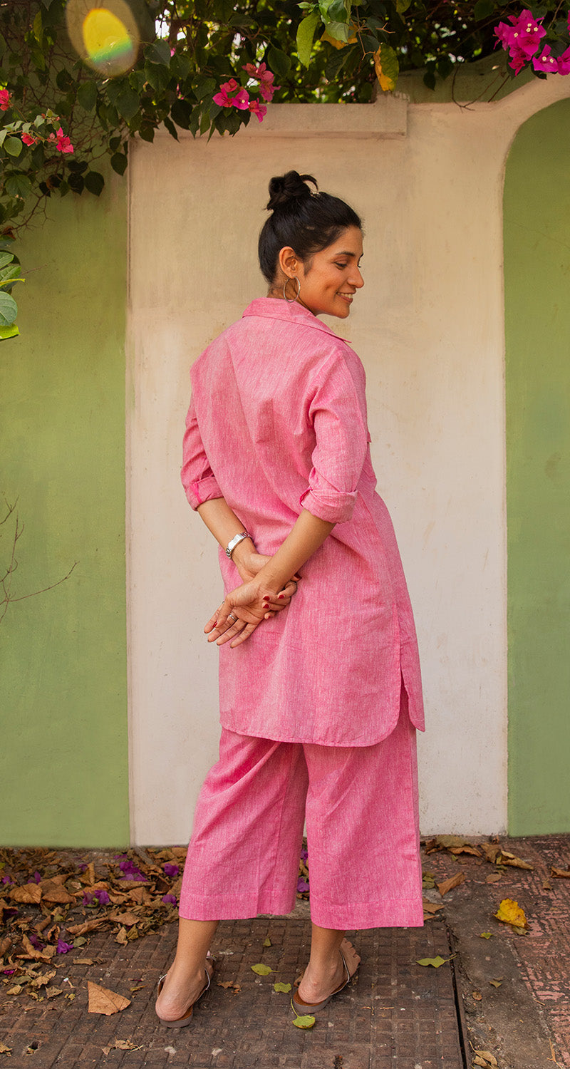 Bougainvillea Kurta Set in Spring Pink