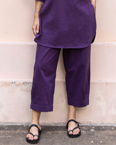 Silver Hoops Kurta Set in Jamun Purple