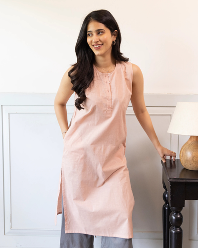 First Rain Kurta in Dusty Pink