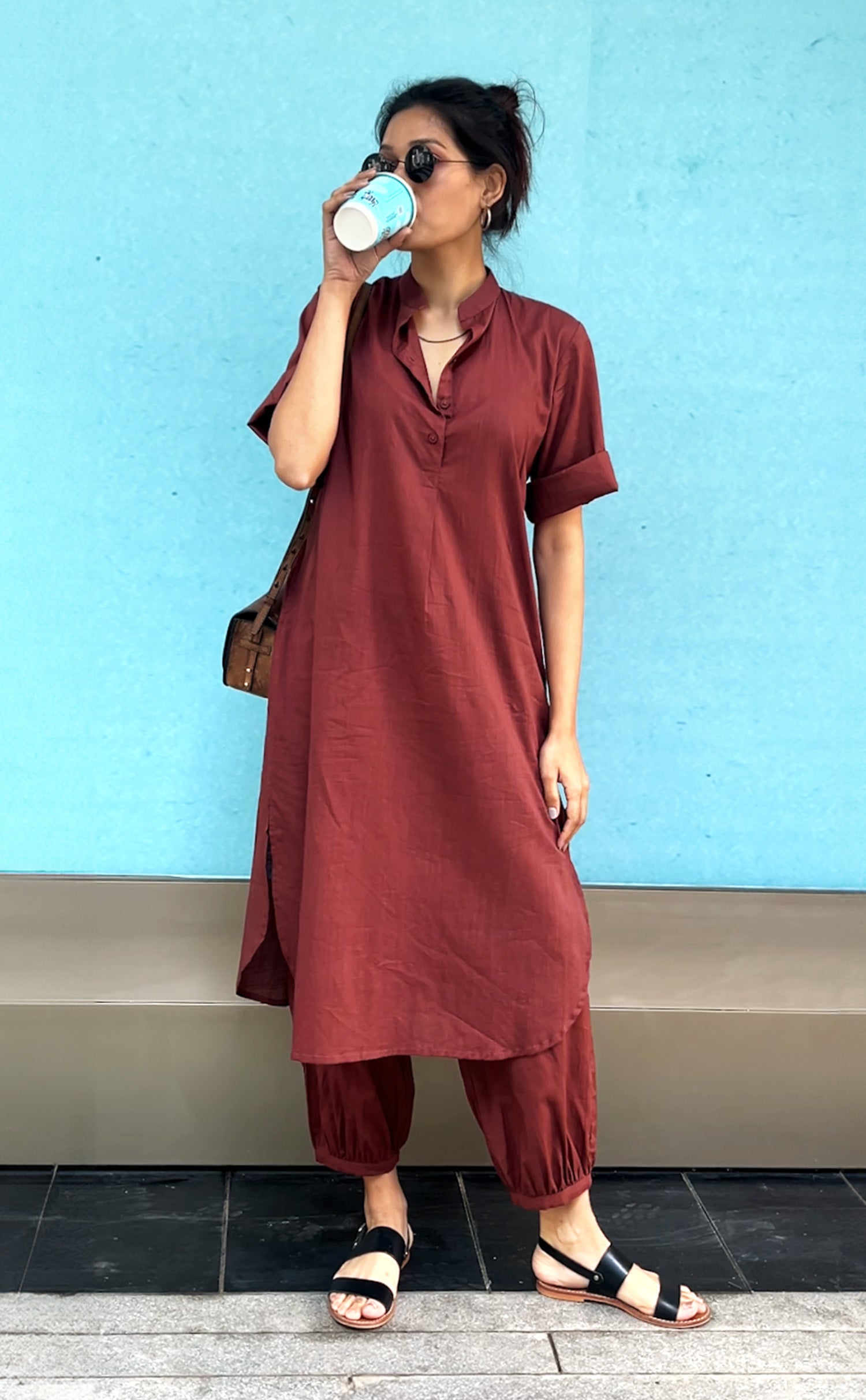Butter Toast Kurta Co-Ord Set in Brown