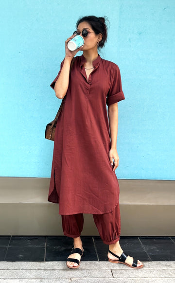 Butter Toast Kurta Co-Ord Set in Brown