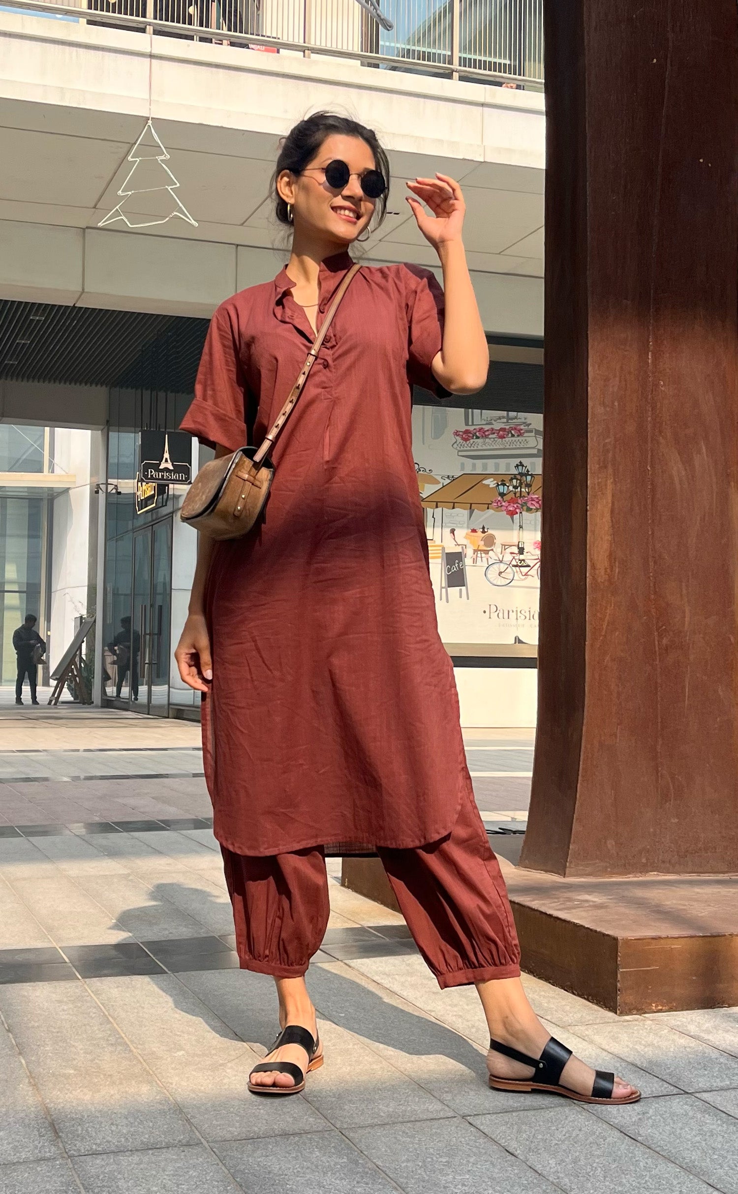 Butter Toast Kurta Co-Ord Set in Brown