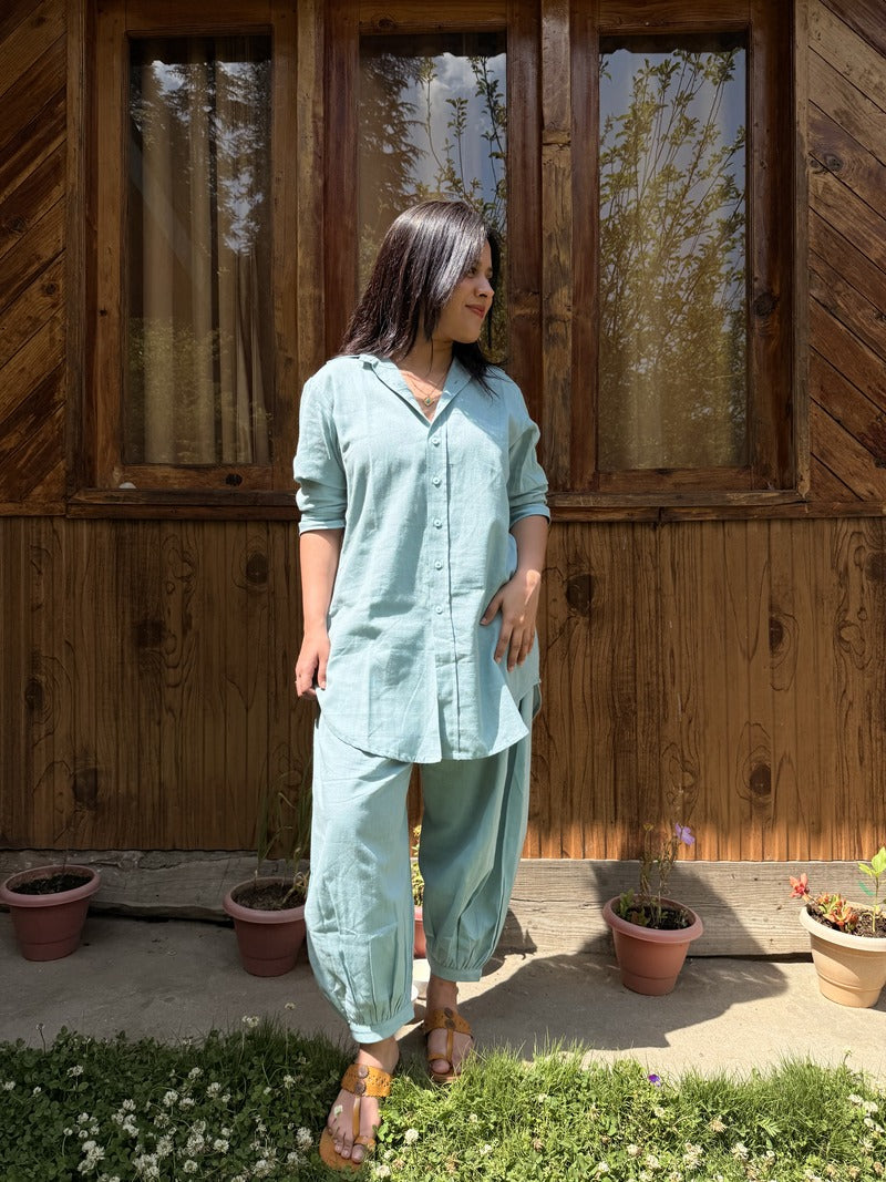 Slow Life Co-Ord Set in Sea Green