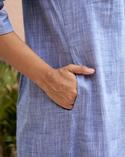 Ink Pen Kurta Set in Blue