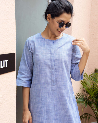 Ink Pen Kurta in Blue