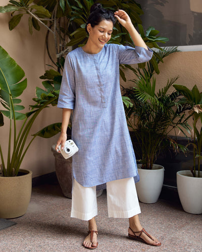 Ink Pen Kurta in Blue