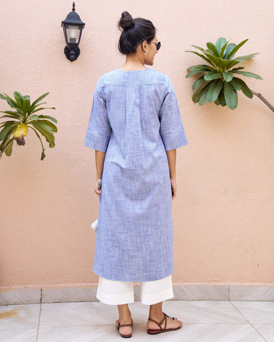 Ink Pen Kurta Set in Blue