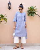 Ink Pen Kurta Set in Blue