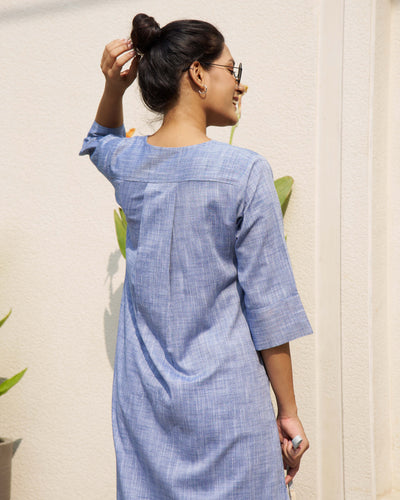 Ink Pen Kurta in Blue