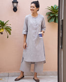 Ink Pen Kurta in Mist Grey